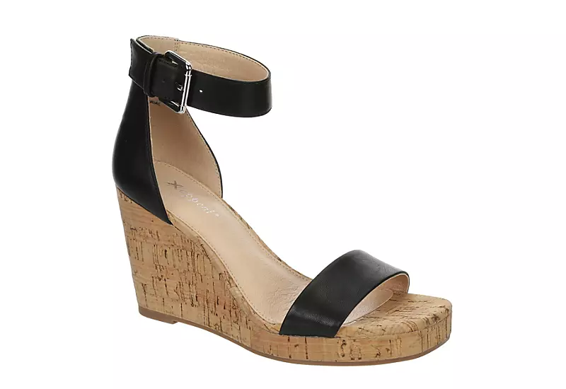 Xappeal Womens Amora Wedge Sandal - Black