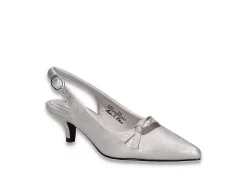 Easy Street Womens Emerin Slingback Pump - Silver
