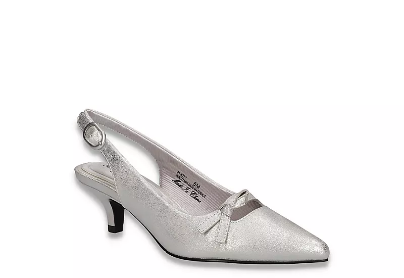 Easy Street Womens Emerin Slingback Pump - Silver