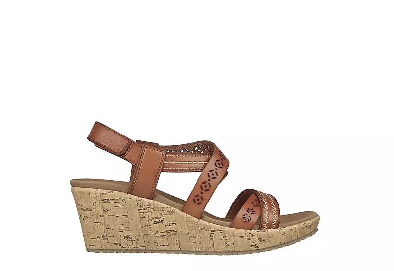 Skechers Womens Beverlee-delicate Glow Wedge Sandal - Cognac - Image 2
