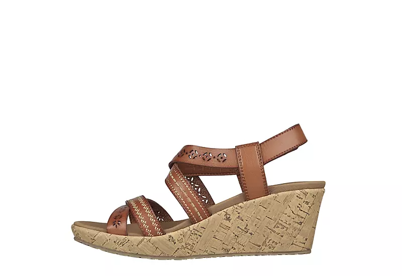 Skechers Womens Beverlee-delicate Glow Wedge Sandal - Cognac - Image 3