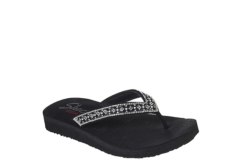 Skechers Womens Lotus Bae Flip Flop Sandal - Black