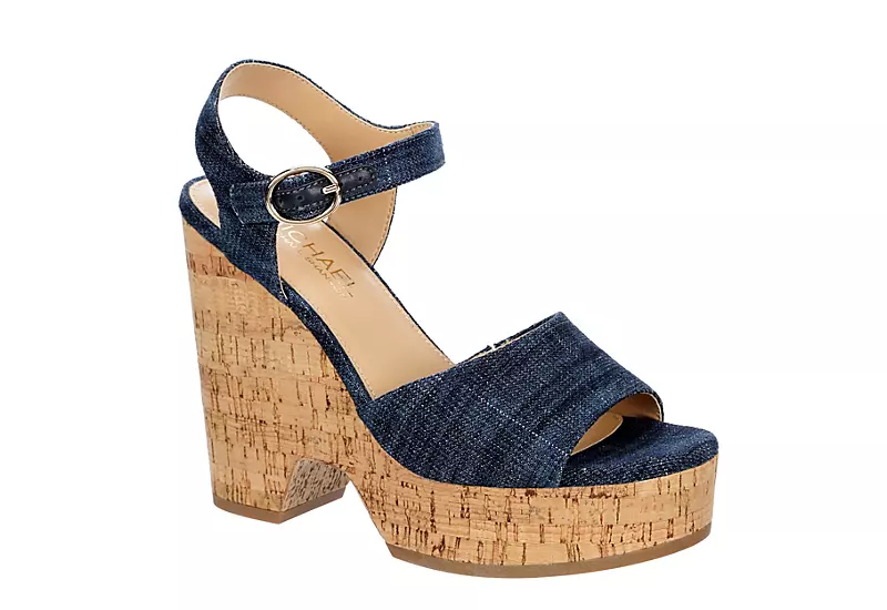 Michael By Michael Shannon Womens Maria Wedge Sandal - Denim