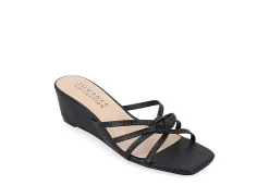 Journee Collection Womens Blayke Wedge Slip On Sandal - Black