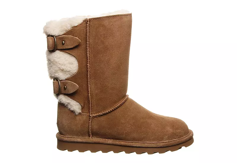 Bearpaw Womens Eloise Wide Calf Fur Boot - Tan - Image 2