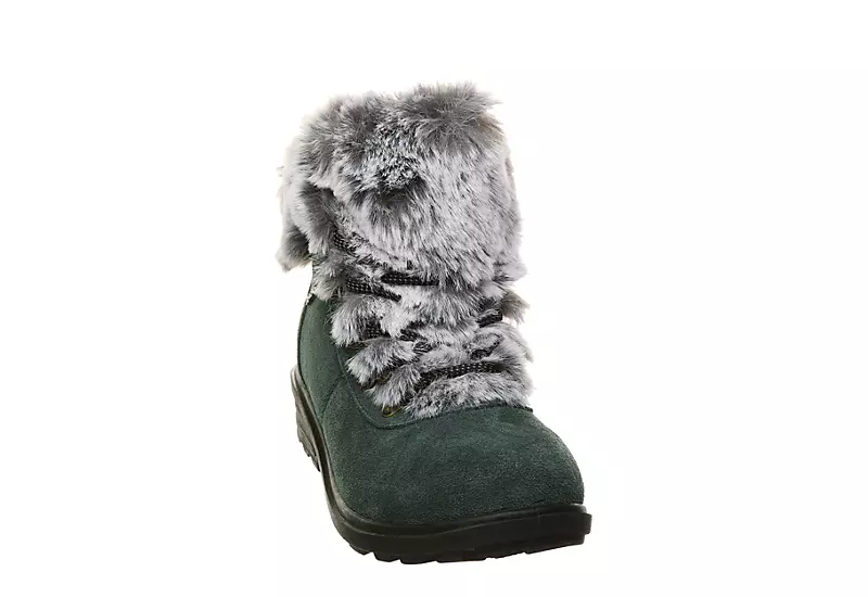 Bearpaw Womens Serenity Lace Up Fur Boot - Dark Green - Image 3