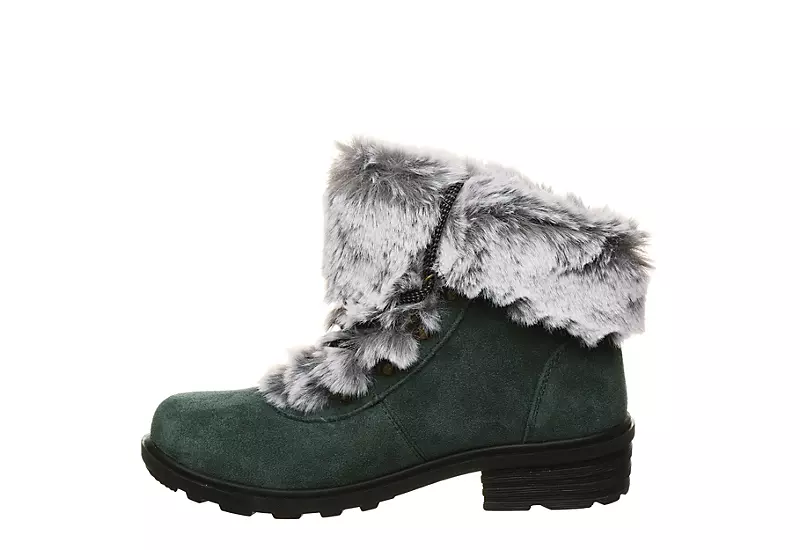 Bearpaw Womens Serenity Lace Up Fur Boot - Dark Green - Image 4