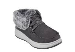 Skechers Womens Skipper Wave Cozy Queen Lace-up Fur Boot - Dark Grey