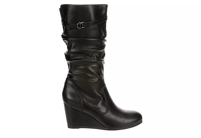 Lauren Blakwell Womens Johanna Wide Calf Wedge Boot - Black - Image 2