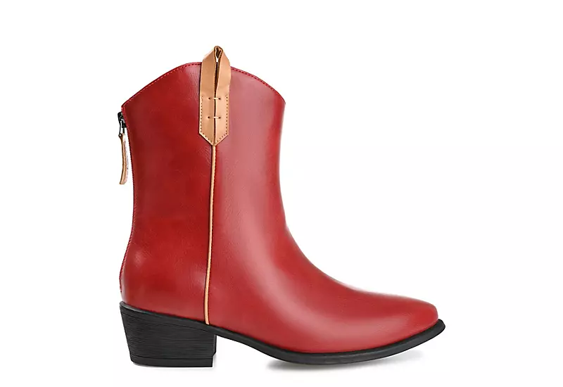 Journee Collection Womens Novva Western Ankle Boot - Red - Image 2