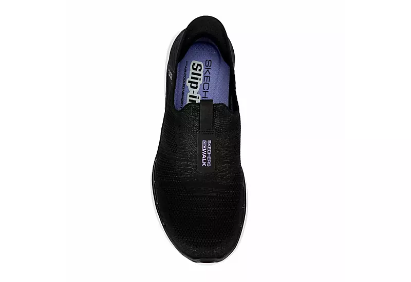 Skechers Womens Go Walk 6 Quick Fit Slip-ins Walking Shoe - Black - Image 6